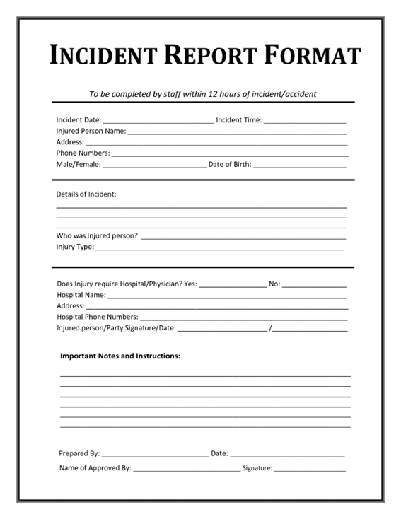 Incident Report Format