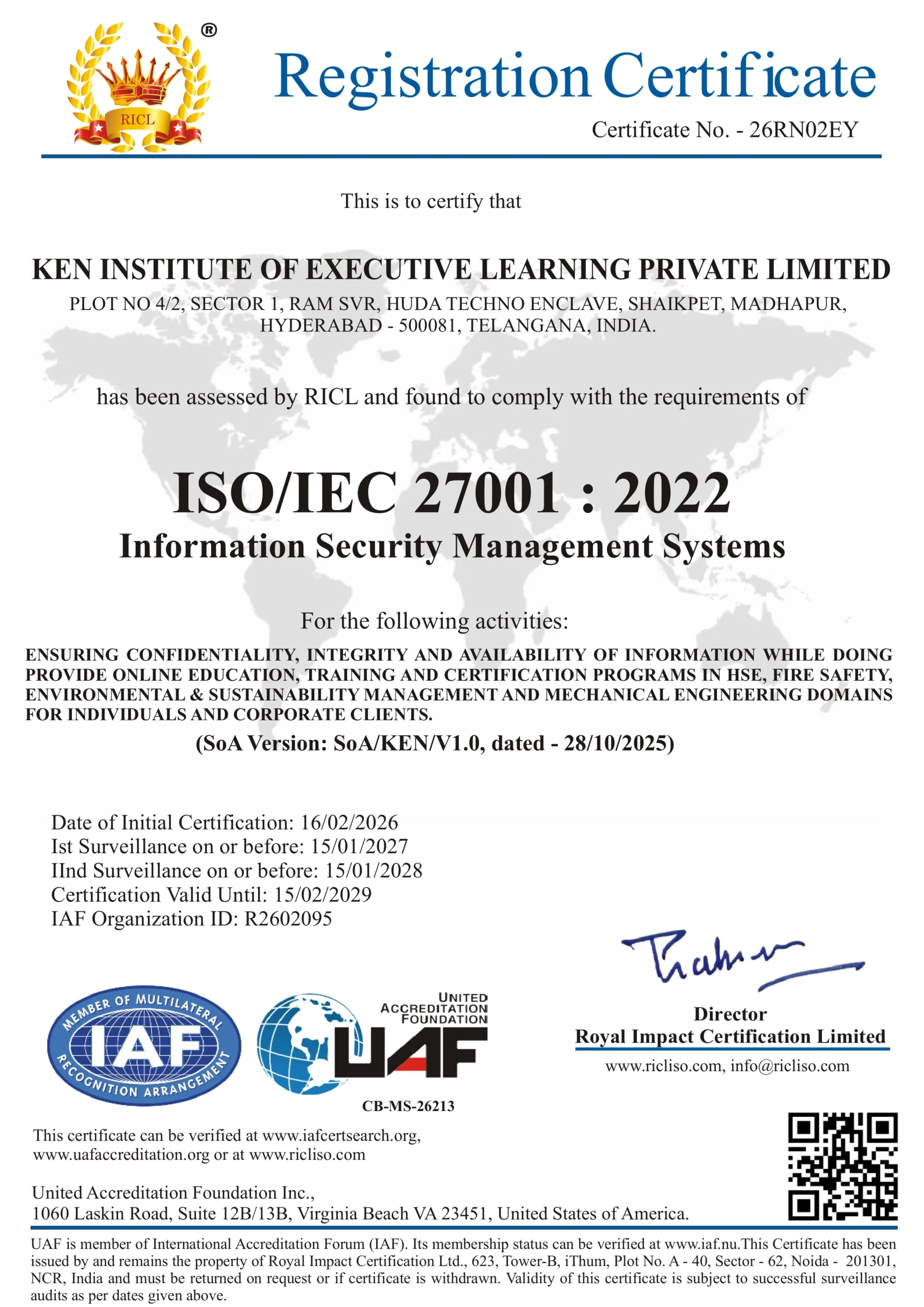 KEN INSTITUTE OF EXECUTIVE LEARNING - ISMS
