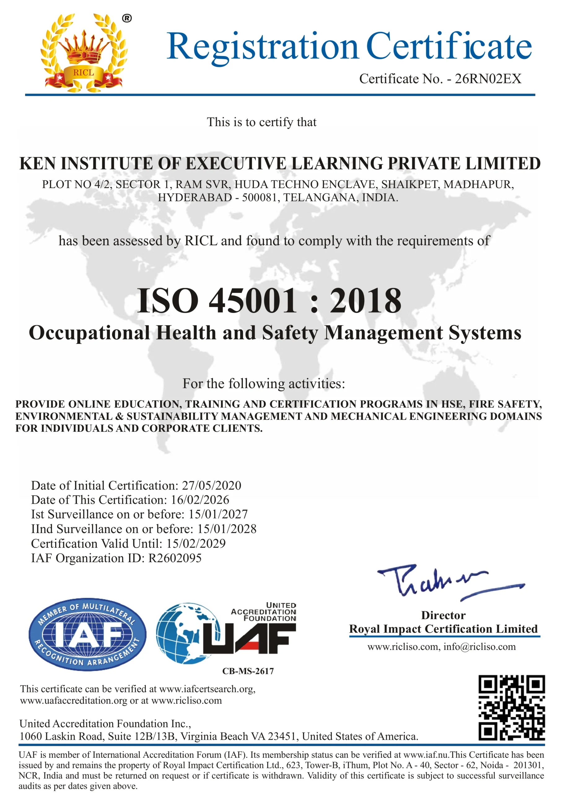 KEN INSTITUTE OF EXECUTIVE LEARNING OHS